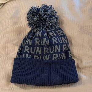 Warm Blue and Gray Pom Beanie